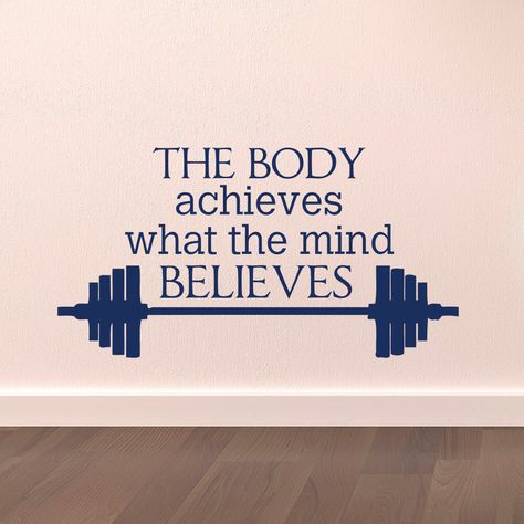 Gym Wall Decal Sports Quotes The Body Achieves What The Mind Believes- Motivational Sports Wall Art Stickers Fitness A085 Motivational Quotes Sports, Quotes Sports, Gym Wall Decal, Training Quotes, Sports Wall Decals, Home Gym Ideas, Gym Wall, Video Motivation, Gym Quotes