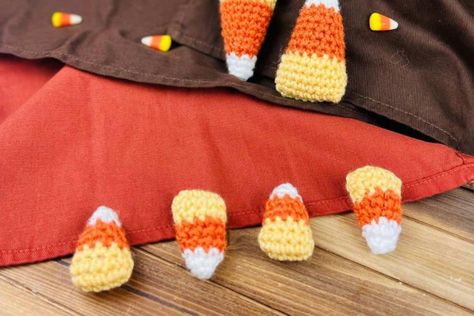 Candy Corn Garland, Corn Garland, Small Crochet Projects, Candy Corn Pattern, Crochet Candy Corn, Crochet Candy, Red Heart Super Saver Yarn, 4mm Crochet Hook, Crochet Terms