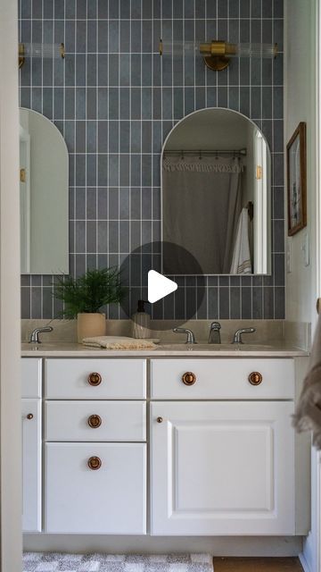 SHELLEY BATES︱DIY & Design on Instagram: "Comment TILE and I’ll send you the link! 🤍

My two tricks to make this peel & stick tile look even more realistic: 

1. Be sure to cut your tiles straight and perfectly to size before you apply them. It’s not possible to trim the tiles after they are stuck on the wall! 

2. Use caulk! I used painter’s tape so I would have a nice, straight line and it looks FLAWLESS.

I’m still so impressed with this product and will definitely use it again. It’s an inexpensive, easy way to get a designer look!

#diy #diyprojects #tile #bathroomdecor #bathroomdesign" Stick Tiles Bathroom, Peel Stick Tile, Kitchen Backsplash Designs, Diy Makeover, Peel And Stick Tile, Tile Installation, Straight Line, Contact Paper, Stick On Tiles