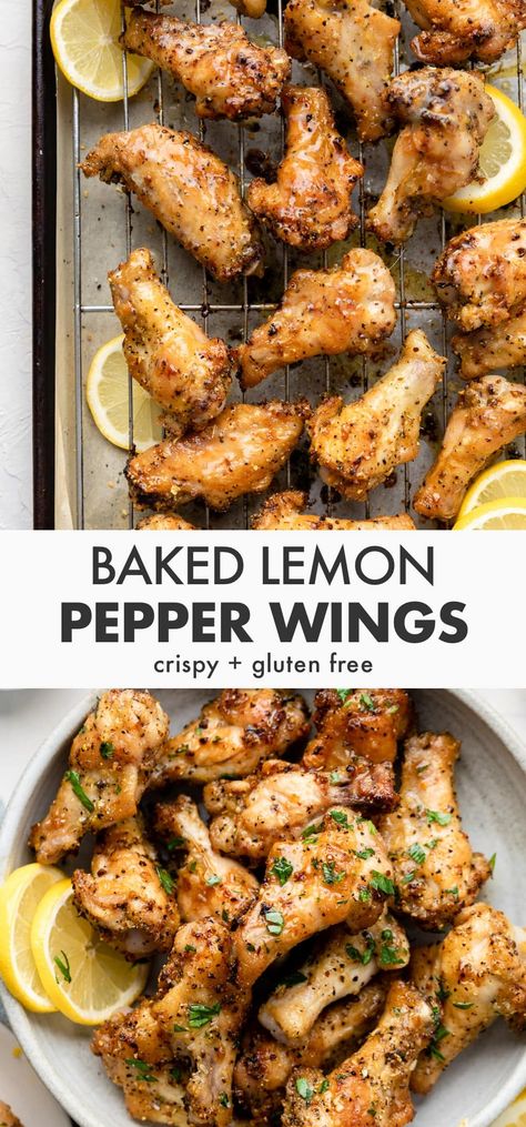 Baked Lemon Pepper Chicken Wings Recipe, Lemon Chicken Wings, Baked Lemon Pepper Wings, Lemon Pepper Chicken Wings Recipe, Wings Recipe Baked, Baked Lemon Pepper Chicken, Pepper Chicken Wings, Easy Chicken Wings, Lemon Pepper Chicken Wings