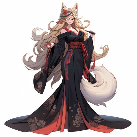 Foxgirl Kitsune Art, Female Kitsune Character Design, Kitsune Character Design, Kitsune Outfit, Kitsune Woman, Anime Kitsune, Evelynn League Of Legends, Fox Character, Persona Anime