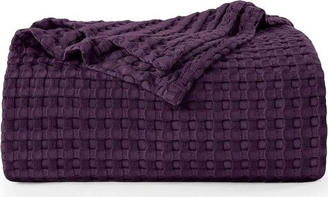 Amazon.com: Utopia Bedding Cotton Waffle Blanket 300 GSM (Plum - 90x72 Inches) Soft Lightweight Breathable Bed Blanket Twin Size Layering Any Bed for All Season : Home & Kitchen Purple Throw Blanket, Purple Blanket, Purple Bedding, Thermal Blanket, Waffle Blanket, Twin Blanket, Bedding Essentials, Bed Runner, Waffle Weave