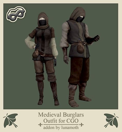 💰 Medieval Burglars Outfit for CGO Mod 💰 | Patreon Sims 4 Cc Patreon, Medieval Shirt, Medieval Outfit, Sims 4 Decades Challenge, Cc Patreon, Fantasy Play, Sims Medieval, Sims 4 Cas Mods, The Sims 4 Skin