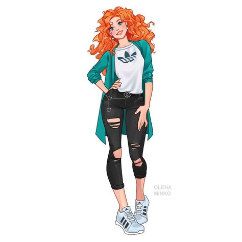 Alternative Disney Princesses, Alternative Disney, Punk Disney, Disney Presents, Princess Merida, Disney Brave, Disney Princesses And Princes, Kawaii Disney, Merida Brave