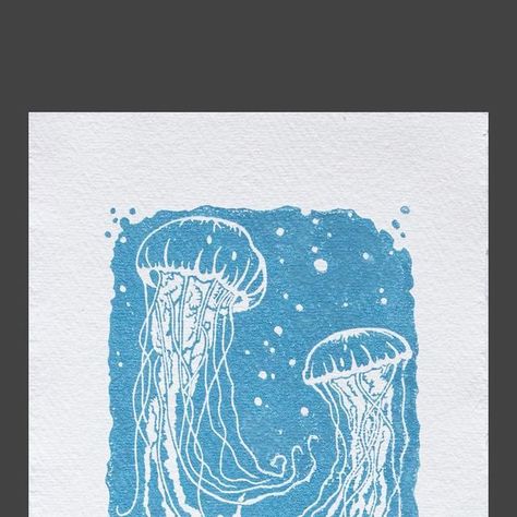 Linocut Ideas, Print Workshop, Ocean Stuff, Lino Cuts, Relief Printmaking, Lino Printing, Lino Art, Jellyfish Art, Year 8