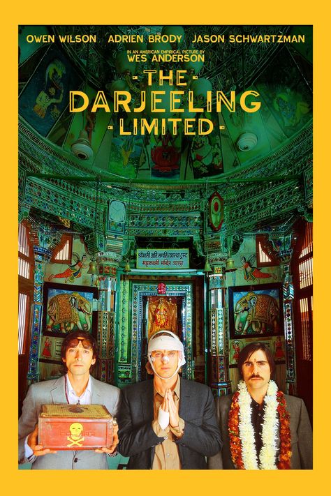 Wes Anderson Movies Posters, The Darjeeling Limited, No Manches Frida, Darjeeling Limited, Wes Anderson Movies, Wes Anderson Films, Adrien Brody, Owen Wilson, Adventure Movies