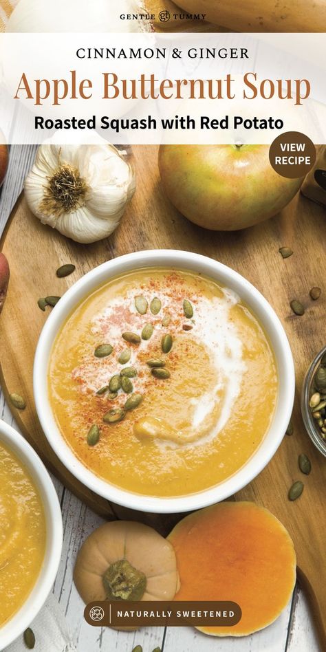 Butternut Squash Soup with Hidden Veggies Oven Roasted Butternut Squash, Butternut Squash Cinnamon, Butternut Squash Apple, Yellow Zucchini, Butternut Soup, Red Potato, Roasted Apples, Butternut Squash Recipes Soup, Zucchini Soup