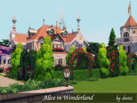 dasie2's Alice in Wonderland Sims 4 Alice In Wonderland, Furniture Cc, Princess Palace, Disney Challenge, Sims House Plans, City Dog, Sims House Design, Princess Room, Palace Of Versailles