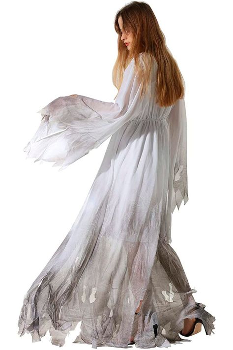 Halloween Gothic Victorian White Fancy Dress White Ghost Dress, Ghost Fancy Dress, Ghost Costume Women, Ghost Bride Costume, Ghost Clothes, Ghost Fashion, Fancy Halloween Costumes, Fancy Dress Womens, Ghost Dresses