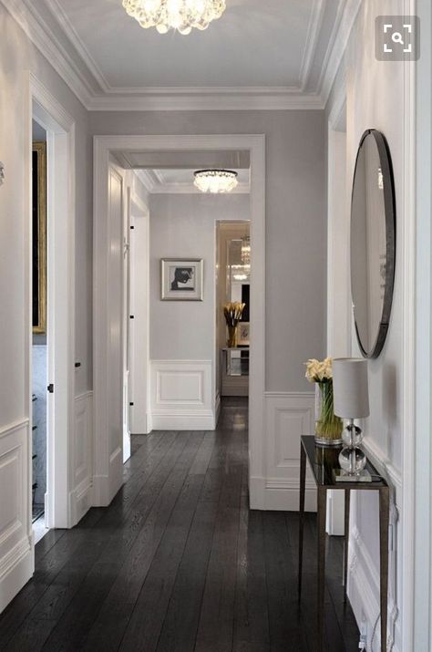 Floor Bedroom Ideas, Grey Hallway, Living Room Wood Floor, Grey Wood Floors, Entrance Way, Beautiful Flooring, Hardwood Floors Dark, Dark Hardwood, Wood Walls