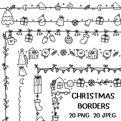 Christmas border, Hand drawn border clipart, doodle frames clipart, Digital page border, Kids Worksheet Borders, Simple Border for Kids. Doodle Frames And Borders, Simple Christmas Doodles, Doodle Boarders, Xmas Doodles, Whiteboard Ideas, Etsy Clipart, Hand Drawn Border, Kids Worksheet, Journal Elements