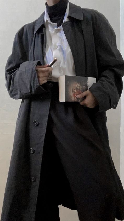 Bsd Fashion Style, Scientist Aesthetic Outfit Male, Henry Winter Outfit, Detective Core Outfits, Bsdcore Outfits, Bsd Core Outfit, Dark Academia Male Outfit, Gothic Academia Outfits, Gothic Academia Fashion