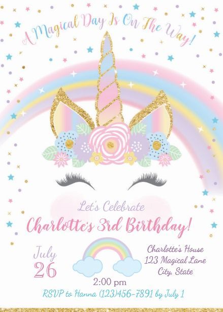 Unicorn Birthday Party Ideas Diy, Diy Unicorn Birthday Party, Rainbow Unicorn Birthday Invitations, Unicorn Birthday Party Cake, Ladybug Birthday Invitations, Rainbow Unicorn Birthday Party, Unicorn Birthday Party Decorations, Unicorn Party Invites, Unicorn Birthday Invitation