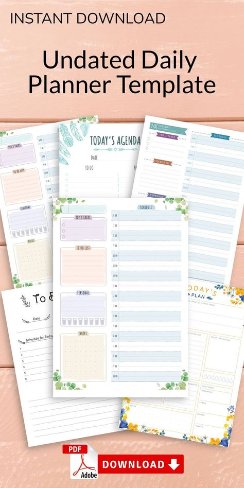 Daily Planner Book, Exam Planner, Daily Planner Printables Free, Free Daily Planner, Study Planner Printable, Undated Daily Planner, Printable Daily Planner, Weekly Planner Template, Daily Planner Pages