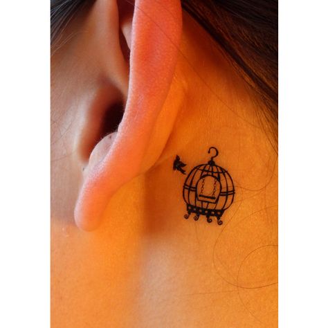 Bird and Birdcage Temporary Tattoo ($3.30) ❤ liked on Polyvore featuring accessories, body art, tattoos, tatoos, tattoos and piercings and tattos Bird And Cage Tattoo Freedom, Birdcage Tattoo, Cage Tattoo, Freedom Tattoos, Cage Tattoos, Flower Tattoo Back, Bird Tattoos, Tiny Bird, The Ear