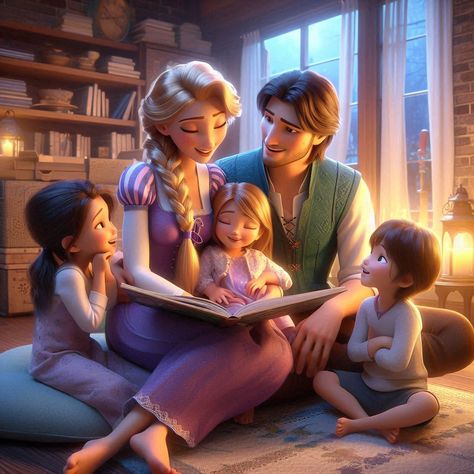 Disney Princess Family, Disney Dads, Disney Parents, Rapunzel Eugene, Eugene Fitzherbert, Princess Family, Cute Couple Sketches, Disney Prince, Rapunzel And Flynn