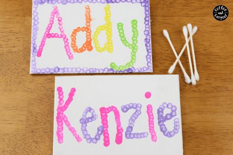 Name Art Projects, Kid Friendly Art, Happy Home Fairy, Friendship Flowers, Pencil Crafts, Name Paintings, Salt Painting, Create Name, Non Toy Gifts