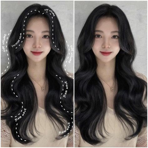 Long Wavy Korean Hair, C Curls Korean, C Curl Hair Korean, Korean Soft Waves Hair, Gentle Waves Hair, Korean Goddess Waves, Goddess Curls Korean, Volume Long Haircut, Korean Digital Perm Long Hair