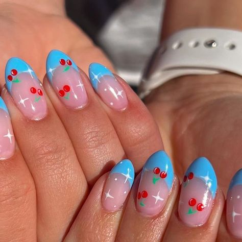 Cut Dog Nails, April Nails, Fourth Of July Nails, Manicure Inspiration, Cherry Nails, Blue Tips, A Vet, Summery Nails, July Nails