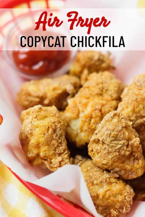 Chickfila Chicken Nuggets, Airfryer Chicken Nuggets, Chickfila Chicken, Air Fried Chicken Nuggets, Air Fryer Chicken Nuggets, Airfryer Chicken, Comfort Recipes, Homemade Chicken Nuggets, Air Fried Food