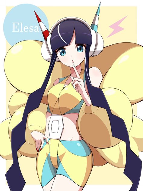 Red Nails Short, Elesa Pokemon, Black Hair Blue Eyes, Pokemon Universe, Pokemon Pokemon, Gym Leaders, Multicolored Hair, Open Jacket, Long Locks