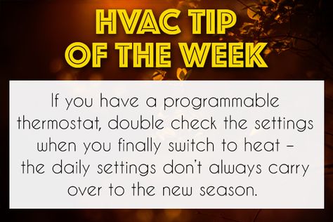 Switching over to heat this season? Double check your programmable thermostat settings to make the most of this energy-efficient tool. #HVAC #Heating #HomeTips #HomeImprovement Hvac Infographic, Cold Weather Funny, Hvac Cleaning, Hvac Business, Hvac Tools, Ac Ideas, Hvac Air Conditioning, Hvac Tech, Ad Ideas