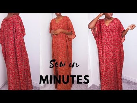 Sew a Kaftan in Minutes! Quick and Easy Tutorial - YouTube African Dress Patterns Free, Diy Caftan Pattern, Kaftan Pattern Sewing, Kaftan Pattern Diy, Diy Kaftan Dress, Kaftan Diy, New Kaftan Designs, Diy Kaftan, Kaftan Ideas