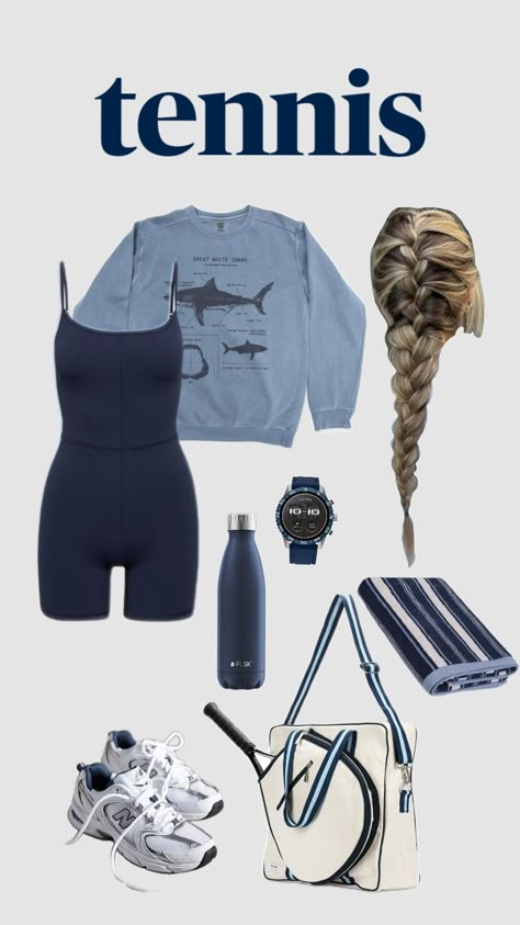 tennis outfit 💙 #tennis #tennisaesthetic #tennisoutfit #oldmoney #sports #tennisgirl #thatgirl #thatgirlaesthetic #blue Cold Tennis Outfit, Winter Tennis Outfits For Women, Tennis Winter Outfit, Tennis Practice Outfit, Tennis Outfit Winter, Cute Tennis Outfits, Cute Tennis Outfit, Tennis Attire, Tennis Motivation