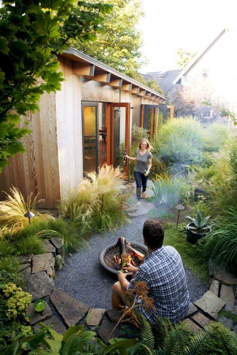 Nothing beats the cozy ambiance of a fire pit in your backyard. Whether you’re roasting marshmallows with the kids, having a romantic evening with your loved one, or simply enjoying a cool evening with friends, a fire pit is the perfect addition to any outdoor space. If you’re thinking about adding a fire pit to … Backyard Artist Studio, Villa Architecture, Irish Moss, Modern Landscape Design, Backyard Sheds, Backyard Shed, Landscape Designs, Home Garden Design, Backyard Retreat