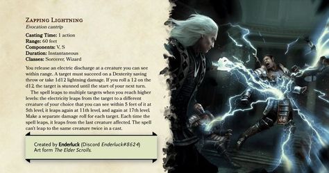 Dnd Lightning, Lightning Spell, 5e Spells, Homebrew Spells, Dnd Sorcerer, Dnd Spells, Dungeons And Dragons Rules, D D Classes, Dungeon Master's Guide