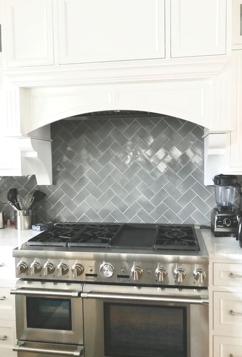 Clarendon Hills Kitchen   herringbone backsplash set with shiny, gray subway tile Gray Glass Subway Tile Backsplash, Herringbone Backsplash Subway Tile, Gray Subway Tile Kitchen, Grey Herringbone Backsplash, Kitchen Herringbone Backsplash, Gray Herringbone Backsplash, Herringbone Tile Kitchen, Subway Tile Herringbone, White Herringbone Backsplash