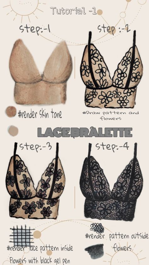 insta-@fashion_forgeah Illustration Tutorial, Illustrator Tutorials, Lace Bralette, Bralette, Insta Fashion, Lace, Fashion Design, Art