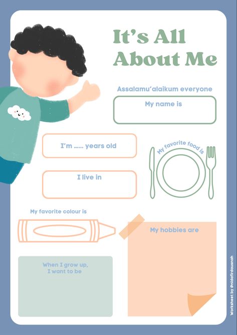 Introduce yourself by completing this worksheet! Alphabet Writing Worksheets, Elementary Worksheets, Family Worksheet, All About Me Preschool, Kindergarten Reading Activities, Classroom Routines, Introduce Yourself, Alphabet Writing, English Fun