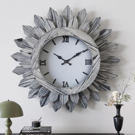 PRICES MAY VARY. 🌟【Boho Sunburst Design】: This wall clock is a captivating piece with its Bohemian style and unique sunburst design, adding an artistic touch to any space. 🌟【Solid Wood and Thick Glass Cover】: Each clock is meticulously handcrafted using high-quality solid wood, ensuring durability and a luxurious feel. The thick glass cover enhances its overall elegance. 🌟【Large Decorative Wall Clock】: With a generous diameter of 24 inches, this clock makes a grand statement. Its exquisite de Farmhouse Wood Wall, Large Wall Clock Decor, Clock For Living Room, Deco Boho, Room Deco, Wood Wall Clock, Large Wall Clock, Clock Decor, Clock Wall Decor