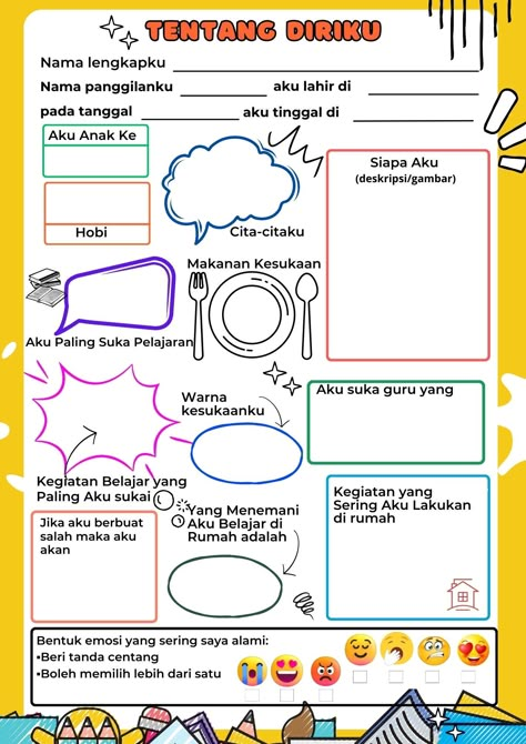 Tentang diriku, canva, makanan kesukaanku, asesmen, asesmen diagnostik non kognitif, awal pembelajaran Media Pembelajaran, Kindergarten Reading Activities, Microsoft Office Word, Blue Moon Photography, Preschool Activities Toddler, Bible Words Images, Kids Math Worksheets, Smart Parenting, Hand Crafts For Kids