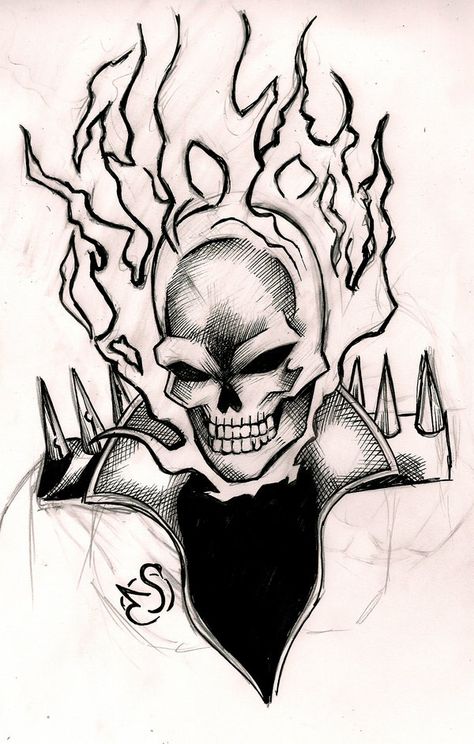 A sketch a day: Ghost rider by Electagonist on DeviantArt Ghost Rider Drawing, Ghost Rider Tattoo, Ghost Rider Pictures, Ghost Drawing, Spiderman Drawing, Bike Sketch, Easy Cartoon Drawings, Ghost Cartoon, Cool Pencil Drawings