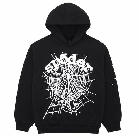 Sp5der Hoodie Large. Never Opened Grandson Doesn’t Want It. Spider Worldwide, Sp5der Hoodie, Black Spider, Colorful Hoodies, Black Hoodie, Wardrobe Essentials, Pullover Hoodie, Hoodies Men, Adult Outfits