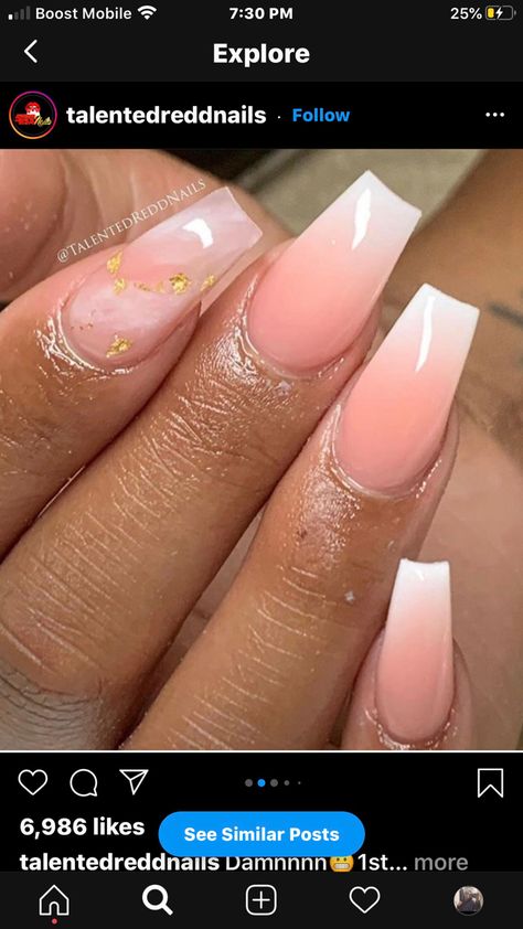 Pink And White Ombre Nails With Gold, Ombre Nails With Gold Flakes, Ombré Marble Nails, Marble Nails With Gold Flakes, Marble Nails With Gold, Nails With Gold Flakes, Nails With Gold, Quinceanera Ideas, Ombre Acrylic Nails