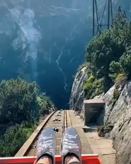 Would you take a ride on this mountain coaster in Switzerland Mountain Roller Coaster, Mountain Coaster, Switzerland Mountains, World Most Beautiful Place, Visit Switzerland, Check Register, Roller Coaster Ride, Fun Places To Go, Switzerland Travel