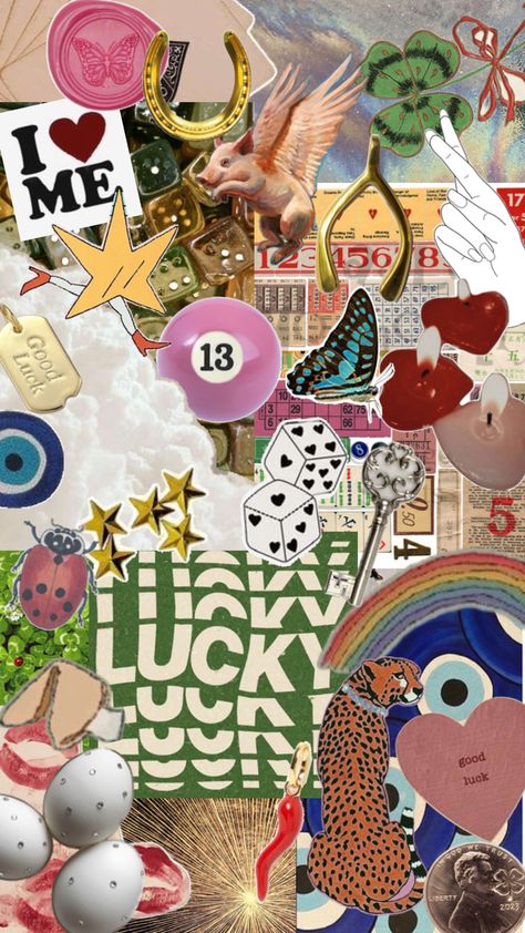 Lucky symbols, aesthetic collage, evil eye, affirmations, new year new me, lucky number, angel number, wish Eye Affirmations, Symbols Aesthetic, Number Angel, Number Wallpaper, Lucky Wallpaper, Good Luck Symbols, Lucky Symbols, Eyes Wallpaper, New Year New Me