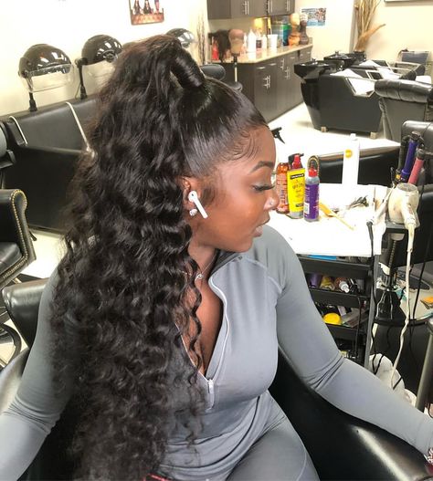 #frontalponytail what’s a lace 😜😜😜 hair and frontal from us #glamcitysalon Ponytail Weave Curly, Extended Ponytail Weave, Ponytail Weave, Extended Ponytail, Ponytail Hair Piece, Weave Ponytail Hairstyles, Black Ponytail Hairstyles, A Ponytail, A Pony