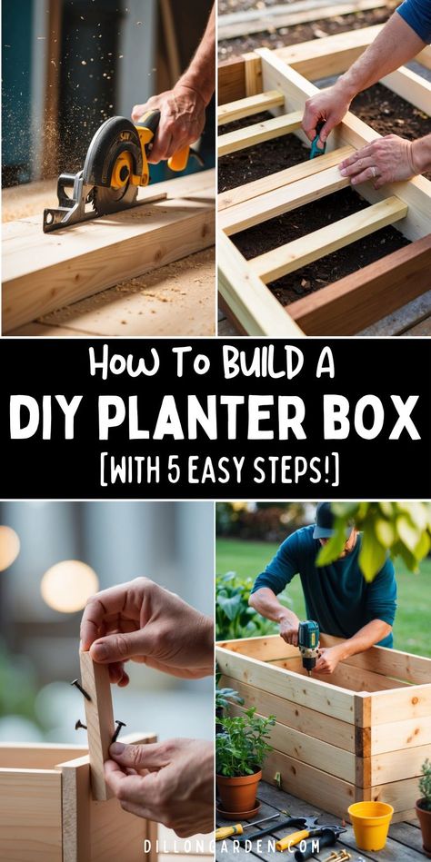 Building a large DIY planter box is a fantastic way to enhance your garden or yard space. You can create a sturdy and attractive planter with just a few Homemade Flower Boxes, Diy Plant Box Outdoor, Cardboard Box Planters, How To Build Planter Boxes, Free Planter Box Plans, Diy Fence Planter Boxes, Planter Boxes Along Fence, Diy Planter Boxes Outdoor, Planter Box Diy Easy