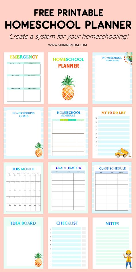 Organize your routines and lessons with our very best Homeschool Planner in free printable PDF for download. Get Homeschool Lesson Planners, Schedule Planners, Grade Trackers and More. #freeprintable #homeschool #freeplanners #shiningmomplanners Homeschool Planning Printables, Expression Board, Printable Homeschool Planner, Lesson Planner Template, Homeschool Lesson Planner, Planner Freebies, Homeschool Lesson Plans, Goals Template, Printable Calendars