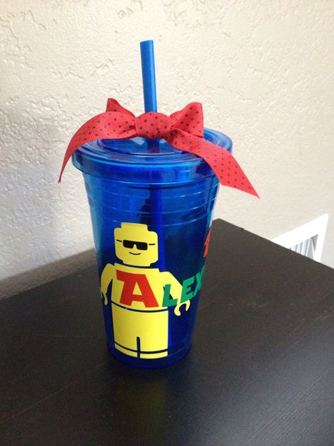 Lego Tumbler, Boys Crafts, Ninjago Lego, Lego Man, Vinyl Tumblers, Cup Ideas, Lego Party, Silhouette Vinyl, Crafts For Boys