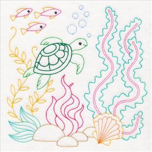 Machine Embroidery Designs at Embroidery Library! - Embroidery Library Turtle Embroidery, Library Embroidery, Ocean Adventure, Towel Bathroom, Underwater Scene, Diy Bead Embroidery, Cross Stitch Borders, Embroidery Flowers Pattern, Towel Kitchen