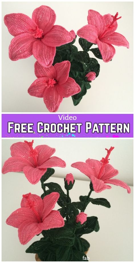 Crochet Amaryllis Flower Bouquet Crochet Free Pattern - Video Flower Bouquet Crochet, Amaryllis Flower, Bouquet Crochet, Crochet Puff Flower, Crochet Rose Pattern, Amaryllis Flowers, Crochet Flowers Free Pattern, Crochet Bouquet, Crochet Plant