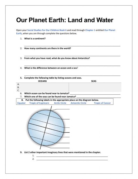 Earth Worksheet, Continents And Oceans, Electron Configuration, Spelling Worksheets, Sea Can, Verb Worksheets, Our Planet Earth, Planet Ocean, Blue Planet