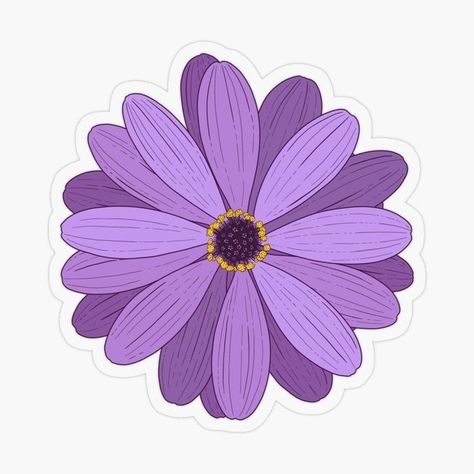 Purple Stickers, Daisy Sticker, African Daisy, Sticker Design Inspiration, God Sticker, Sticker Flower, Cute Laptop Stickers, Flower Purple, Tumblr Stickers