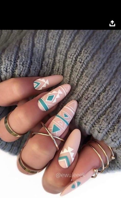 Boho Western Nails, Country Acrylic Nails, Rodeo Nails, Cowboy Nails, Aztec Nails, Western Nails, Boho Nails, Country Nails, Hippie Nails