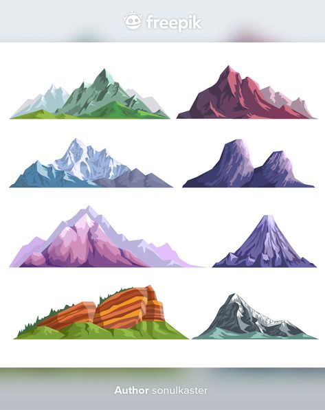 Snow Mountain Art, Hills Drawing, Hills Illustration, Mountain Plants, Mountain Icon, Mountain Rocks, Isolated Icons, Background Label, Vector Mountain